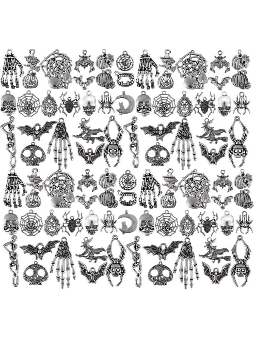 Women's Silver 80pcs Charms Pendants Ghost Bat Pumpkin Witches Halloween Pendant